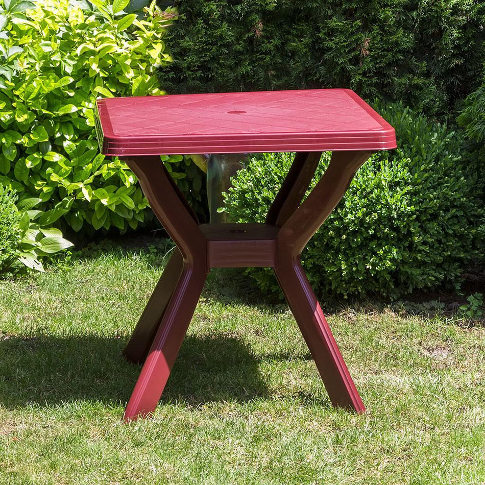 Baštenski sto plastični četvrtasti 60x60 cm bordo