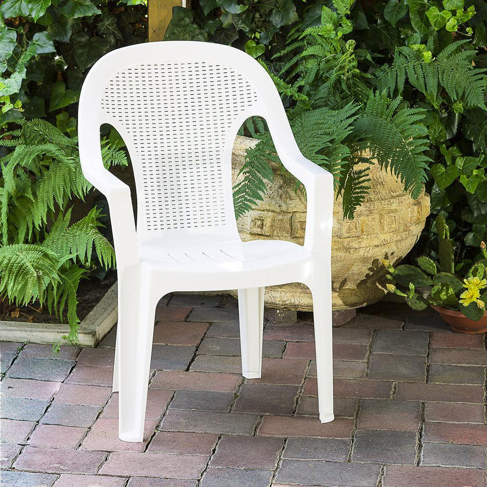 Baštenska stolica plastična visoki naslon bela