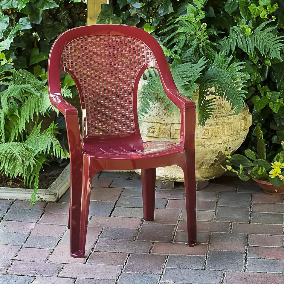 Baštenska stolica plastična visoki naslon bordo