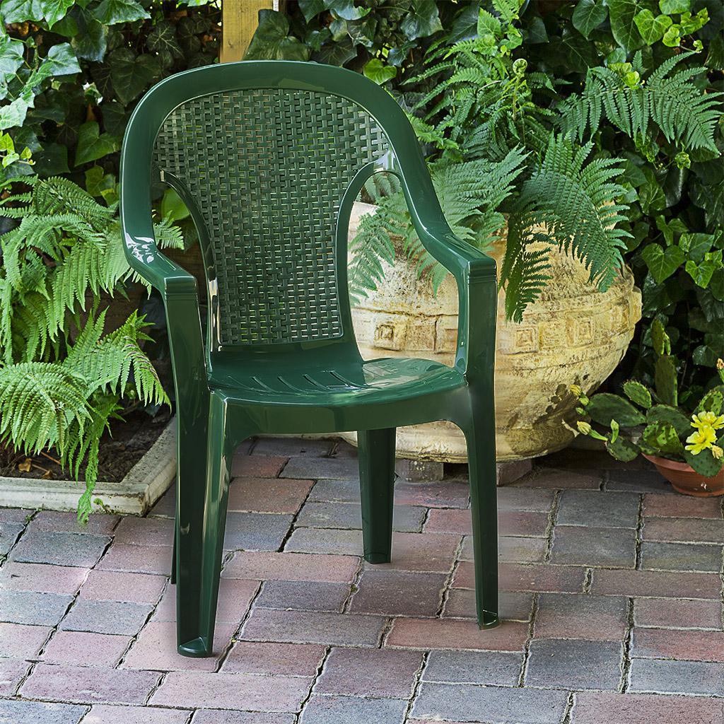 Baštenska stolica plastična visoki naslon zelena